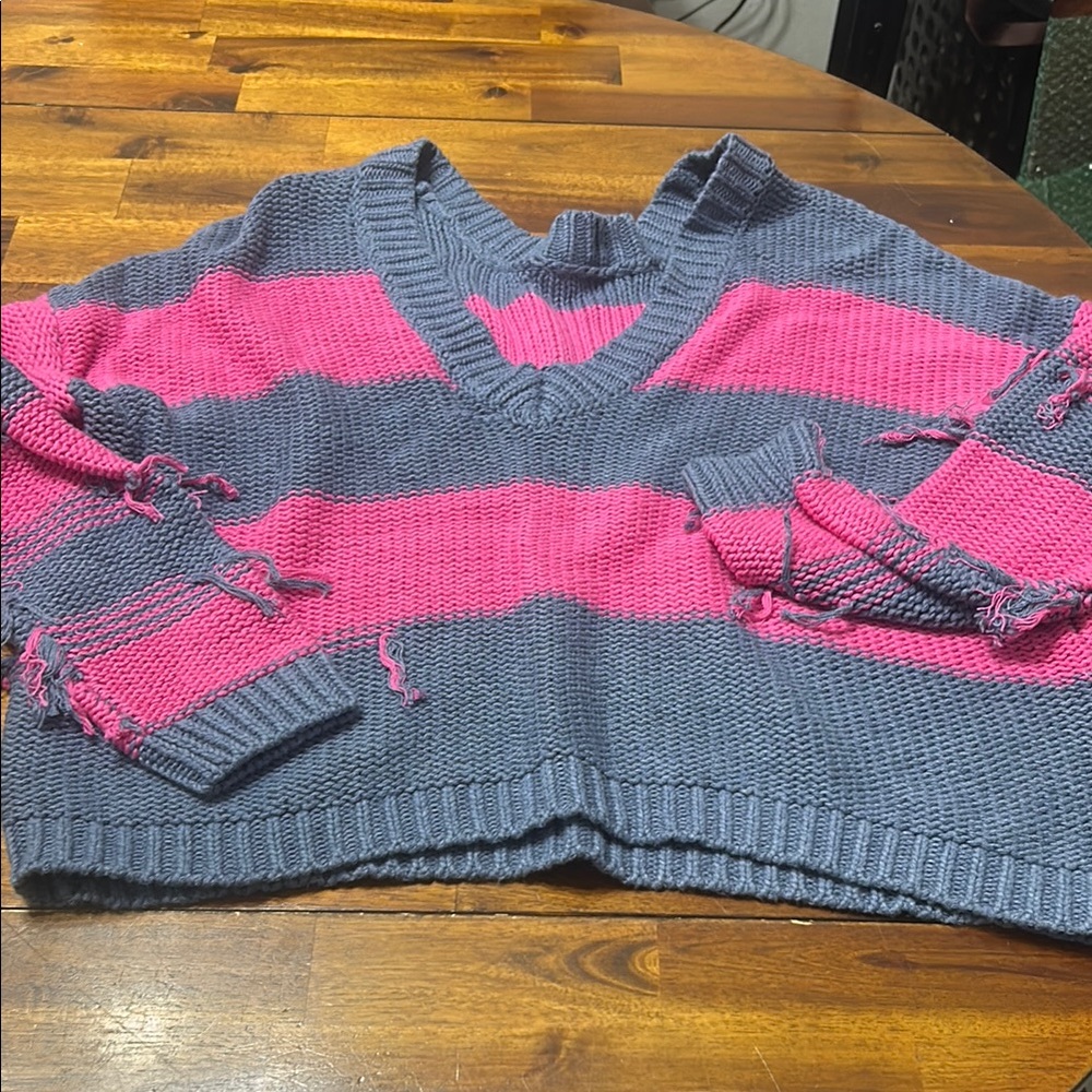 Revolve one grey day Pink and blue Women's Sweater‎